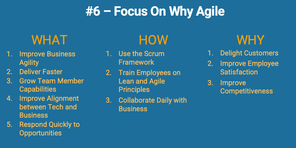Focus On Why Agile to Improve Business Agility